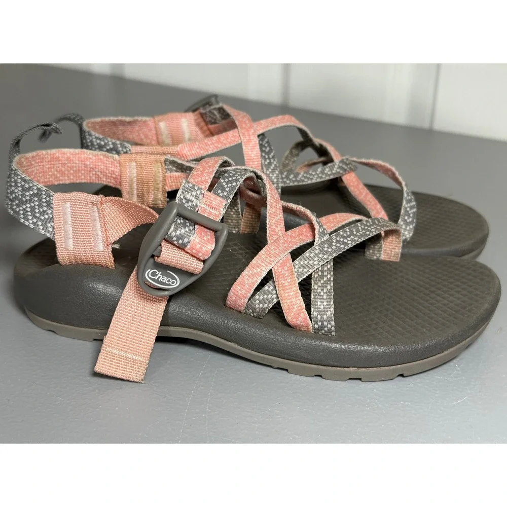 Chaco Kids Z1 Ecotread Sandals Coral Pink Grey Size 2 J180265 Hiking Water Shoes